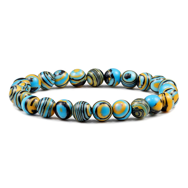 🔷 Blue Malachite Chakra Mala Bracelet – Natural Stone Buddhist Prayer Beads Healing Strand Bracelet for Yoga, Meditation & Energy Balance by Spiritual Abacus