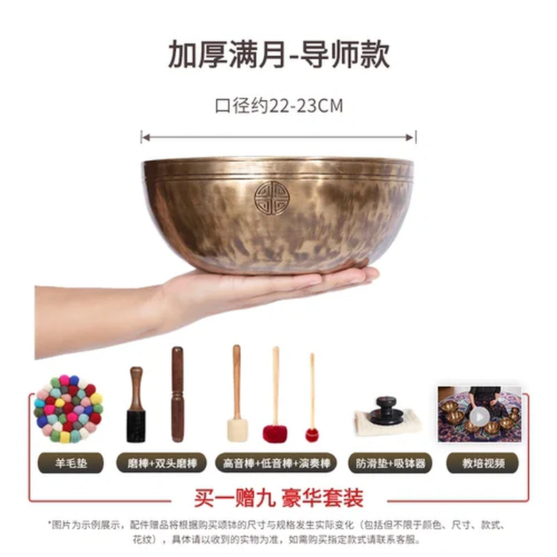 🌕 Full Moon Himalayan Singing Bowl Handmade in Nepal – For Meditation, Sound Healing, and Mindfulness