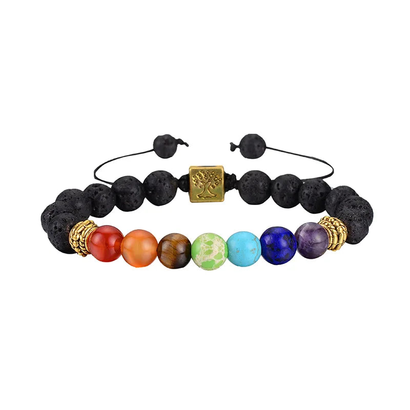 Spiritual Abacus 🌈 Double Layer 7 Chakra Healing Bracelet – Lava Stone & Gem Beads