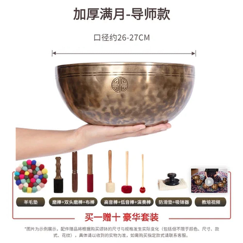 🌕 Full Moon Himalayan Singing Bowl Handmade in Nepal – For Meditation, Sound Healing, and Mindfulness