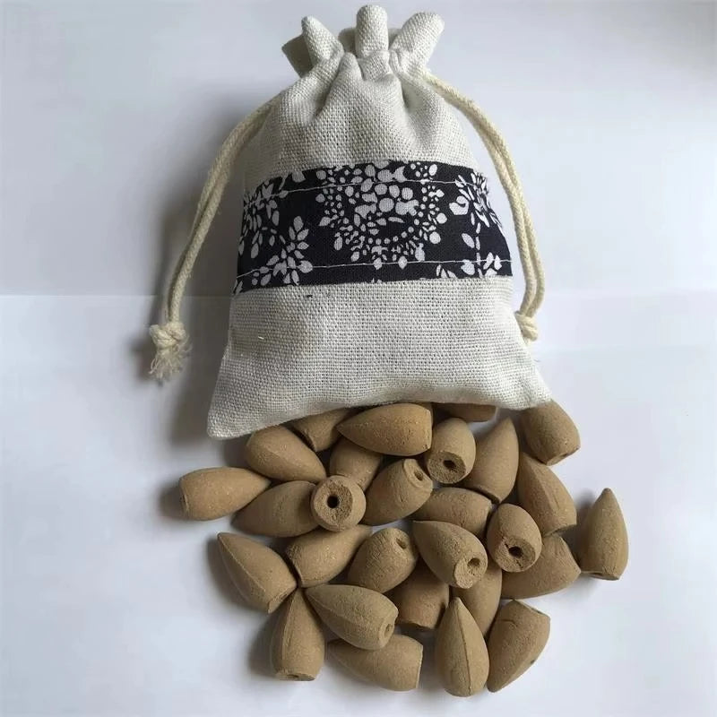 Spiritual Abacus Backflow Incense Cones – 45pcs Natural Aromatherapy Set with Cloth Bag (Sandalwood, Tibetan Wormwood & More)