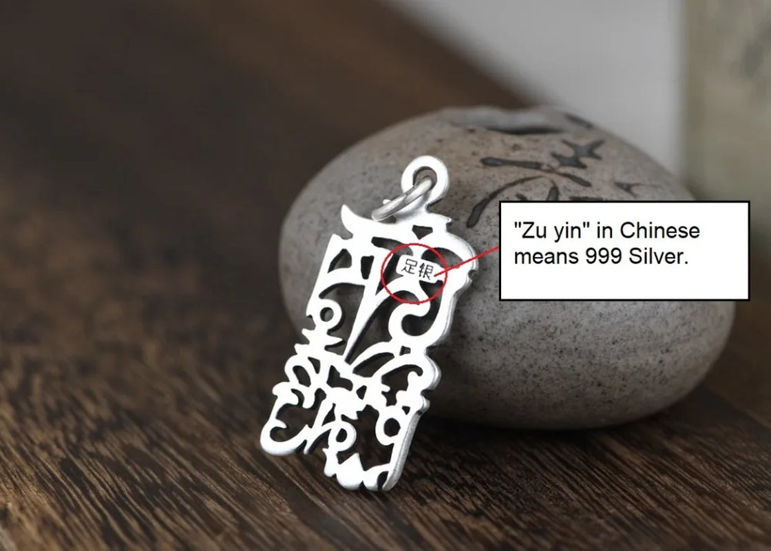 Spiritual Abacus 999 Pure Silver Tibetan Pendant – OM Mani Padme Hum Mantra Amulet for Protection & Good Luck