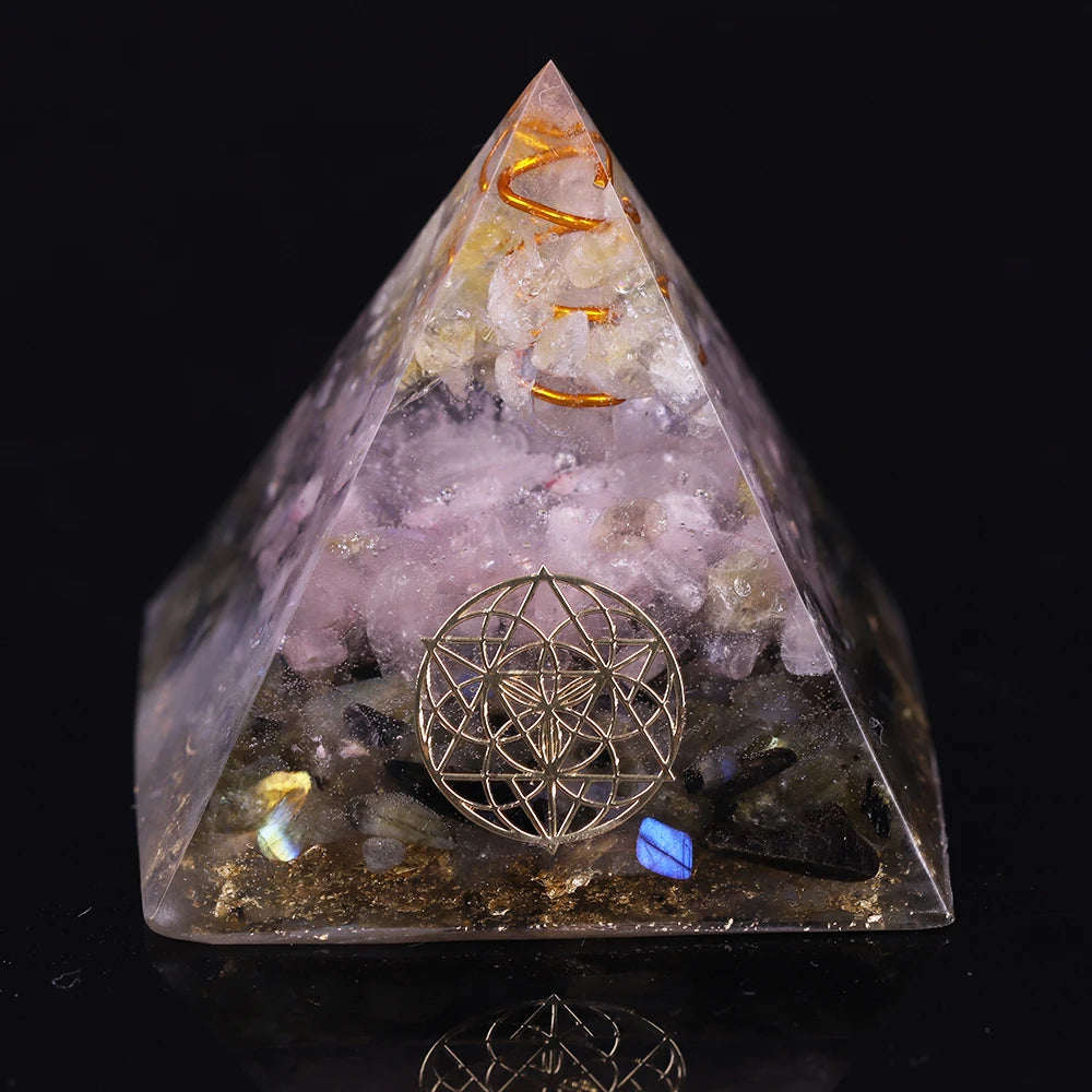 Spiritual Abacus Pink Crystal Orgone Pyramid