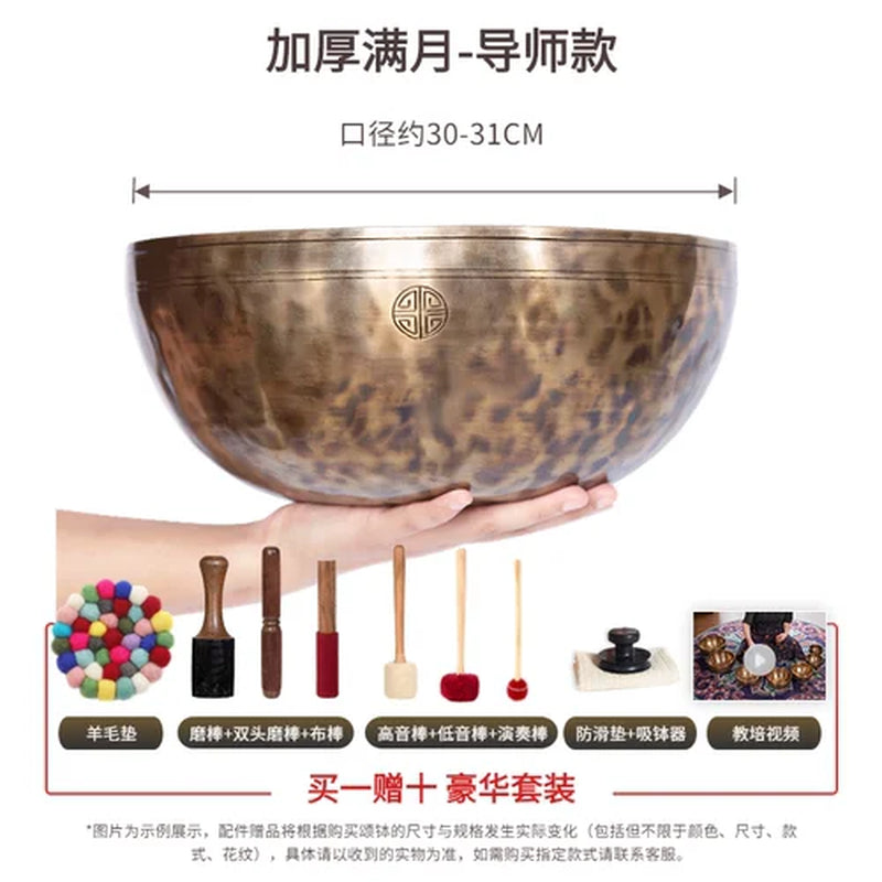🌕 Full Moon Himalayan Singing Bowl Handmade in Nepal – For Meditation, Sound Healing, and Mindfulness