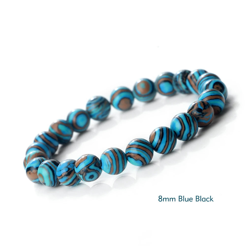 🔷 Blue Malachite Chakra Mala Bracelet – Natural Stone Buddhist Prayer Beads Healing Strand Bracelet for Yoga, Meditation & Energy Balance by Spiritual Abacus