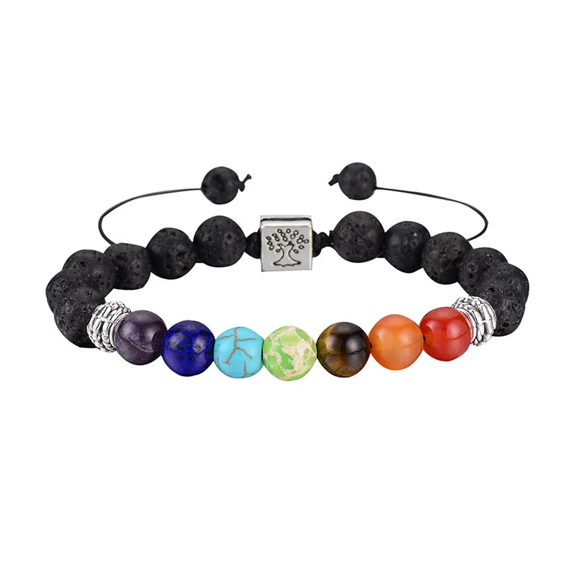 Spiritual Abacus 🌈 Double Layer 7 Chakra Healing Bracelet – Lava Stone & Gem Beads