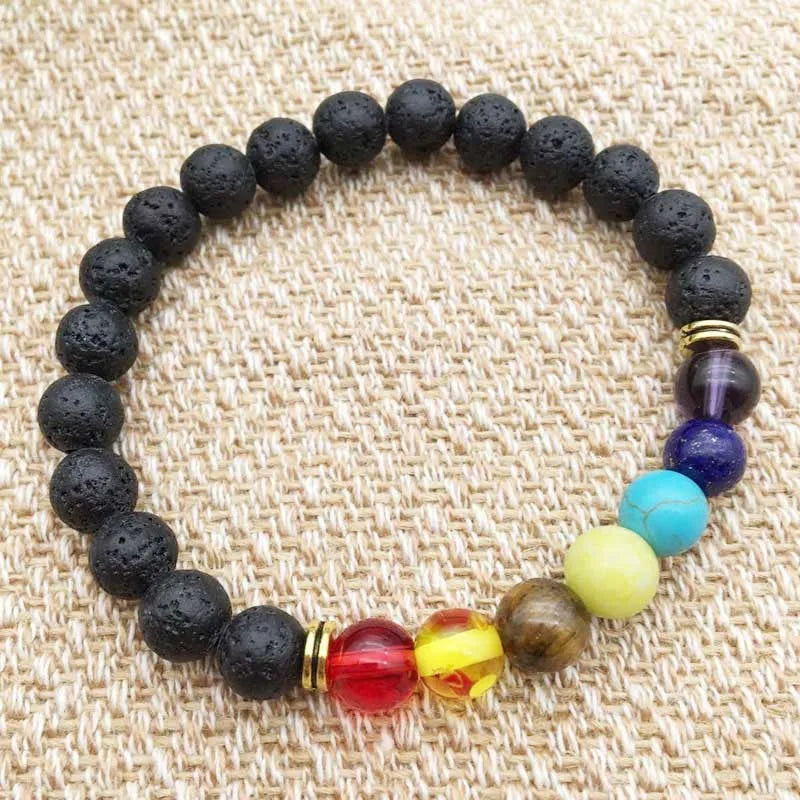 Spiritual Abacus 🌈 Double Layer 7 Chakra Healing Bracelet – Lava Stone & Gem Beads
