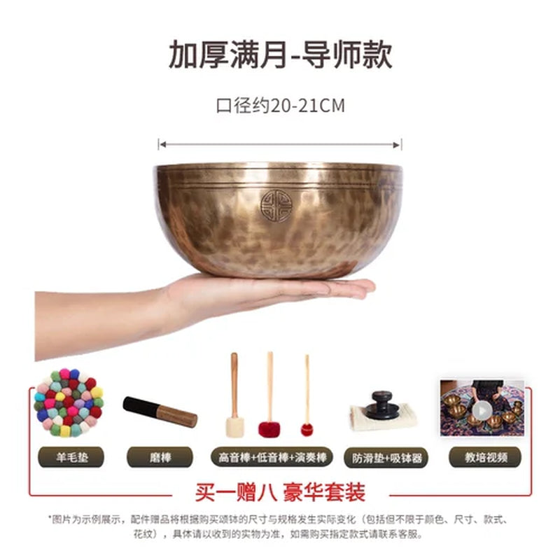 🌕 Full Moon Himalayan Singing Bowl Handmade in Nepal – For Meditation, Sound Healing, and Mindfulness