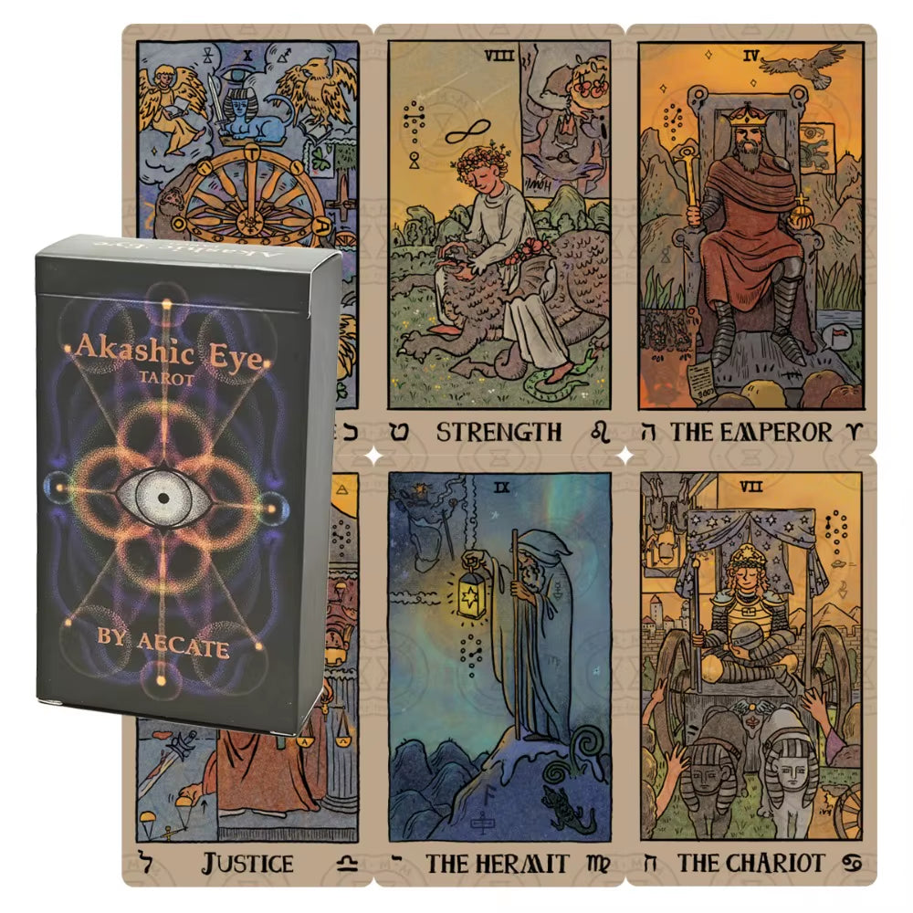 👁️ Akashic Eye Tarot – 78-Card Indie Tarot Deck with Reversed Imagery Mystical Divination Deck for Intuitive Expansion, Shadow Work & Soul Path Readings by Spiritual Abacus