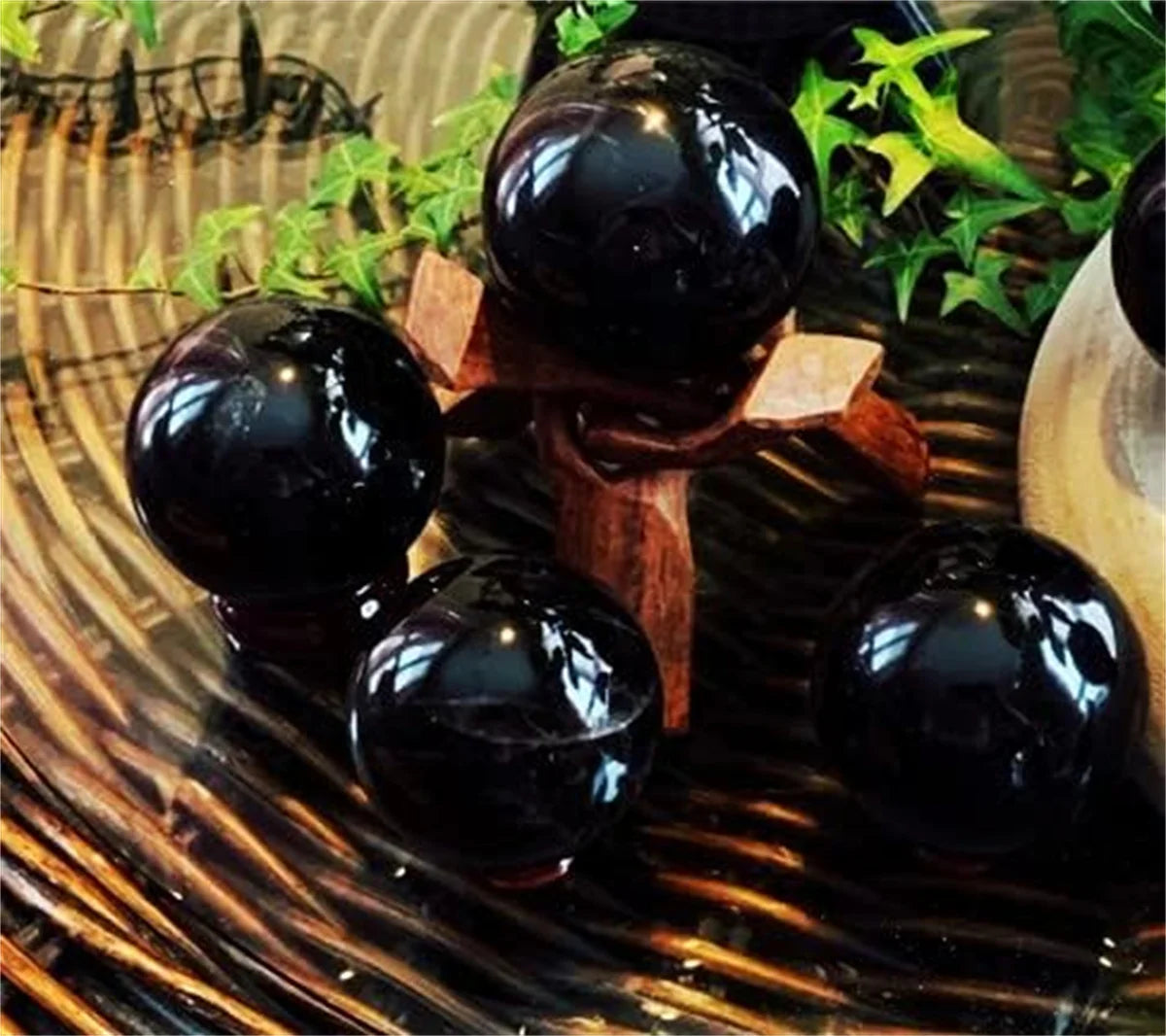 ⚫ Spiritual Abacus Black Obsidian Sphere – Protection & Divination Crystal Ball