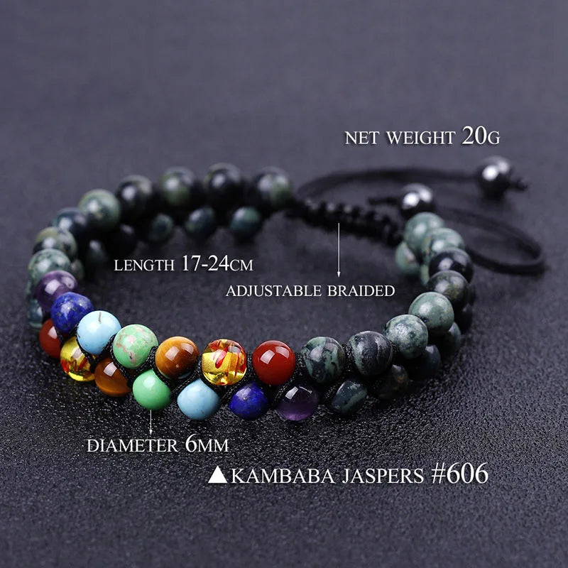 Spiritual Abacus 🌈 Double Layer 7 Chakra Healing Bracelet – Lava Stone & Gem Beads
