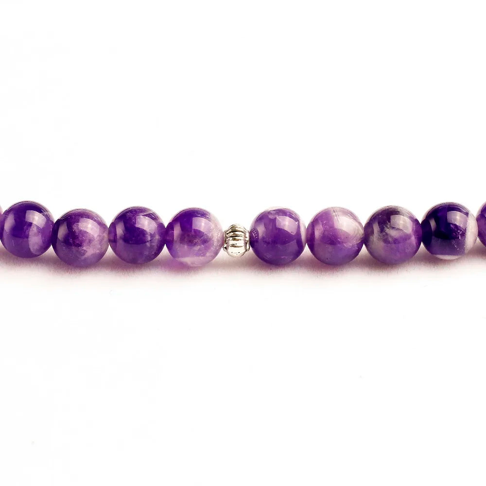 💜 Spiritual Abacus Purple Quartz 108 Mala Bracelet – Energy Healing Lotus Beads for Meditation & Yoga