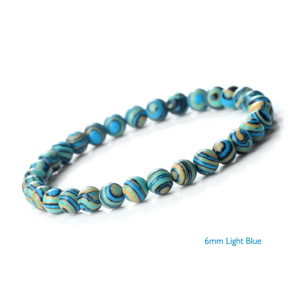 🔷 Blue Malachite Chakra Mala Bracelet – Natural Stone Buddhist Prayer Beads Healing Strand Bracelet for Yoga, Meditation & Energy Balance by Spiritual Abacus
