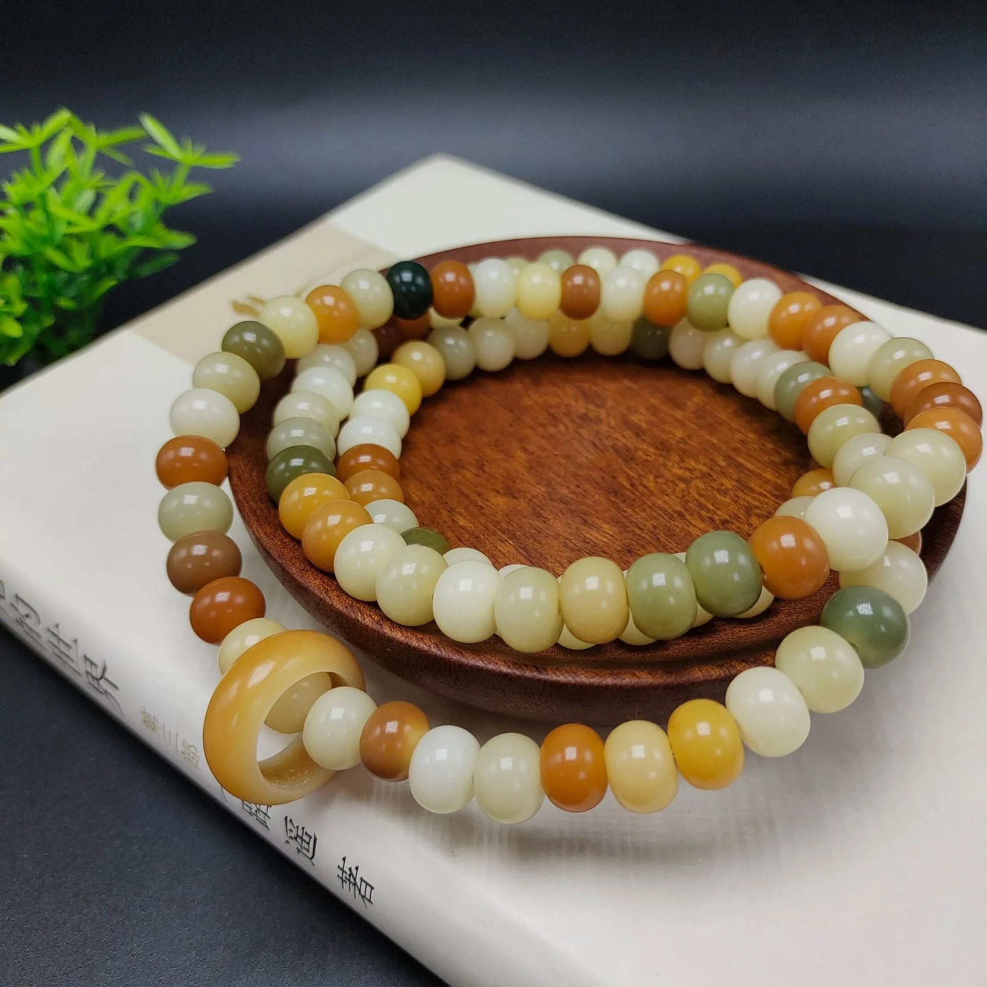 Spiritual Abacus 108 Bodhi Root Lotus Mala Bracelet