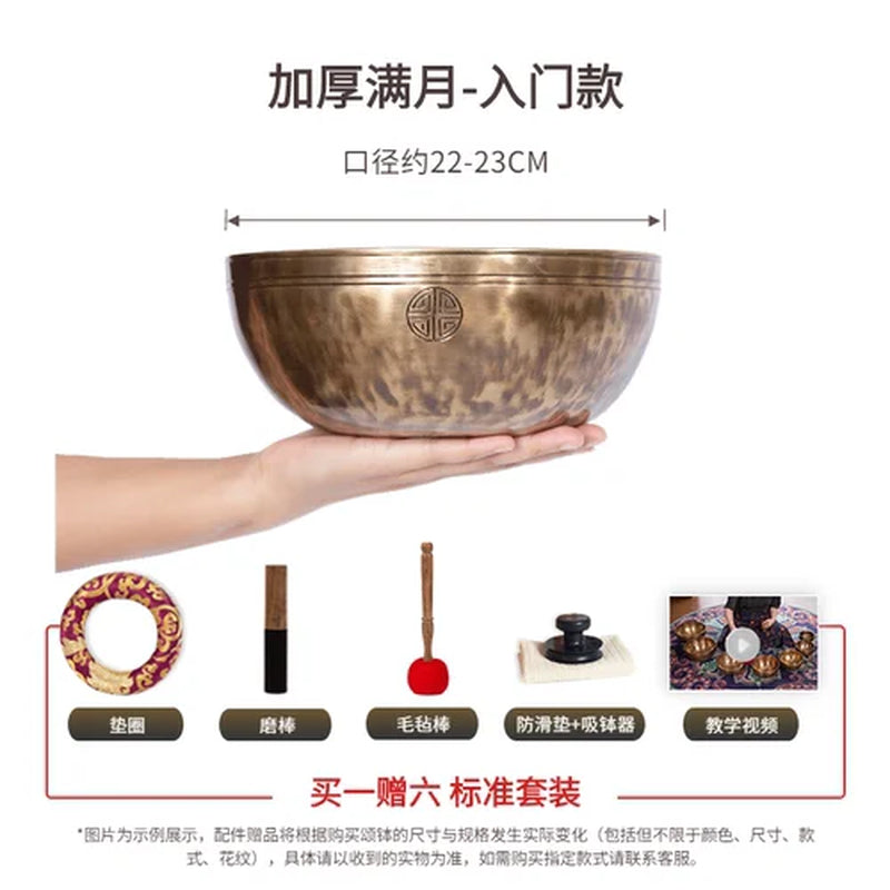 🌕 Full Moon Himalayan Singing Bowl Handmade in Nepal – For Meditation, Sound Healing, and Mindfulness