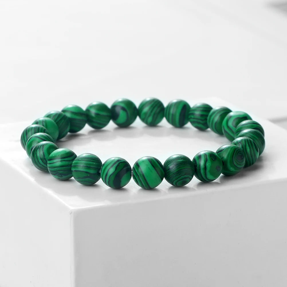 🔷 Blue Malachite Chakra Mala Bracelet – Natural Stone Buddhist Prayer Beads Healing Strand Bracelet for Yoga, Meditation & Energy Balance by Spiritual Abacus