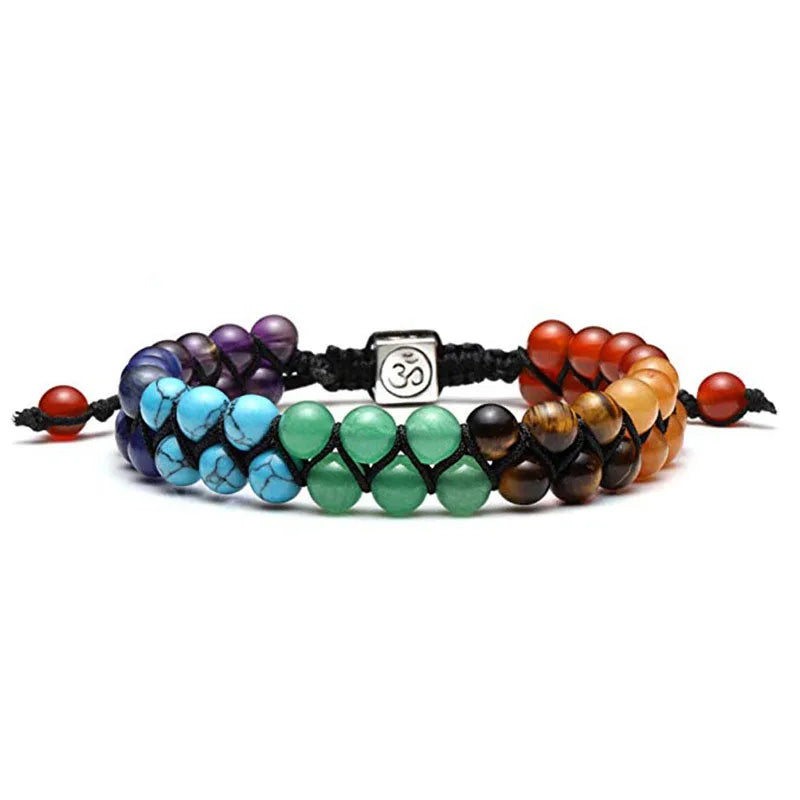 Spiritual Abacus 🌈 Double Layer 7 Chakra Healing Bracelet – Lava Stone & Gem Beads