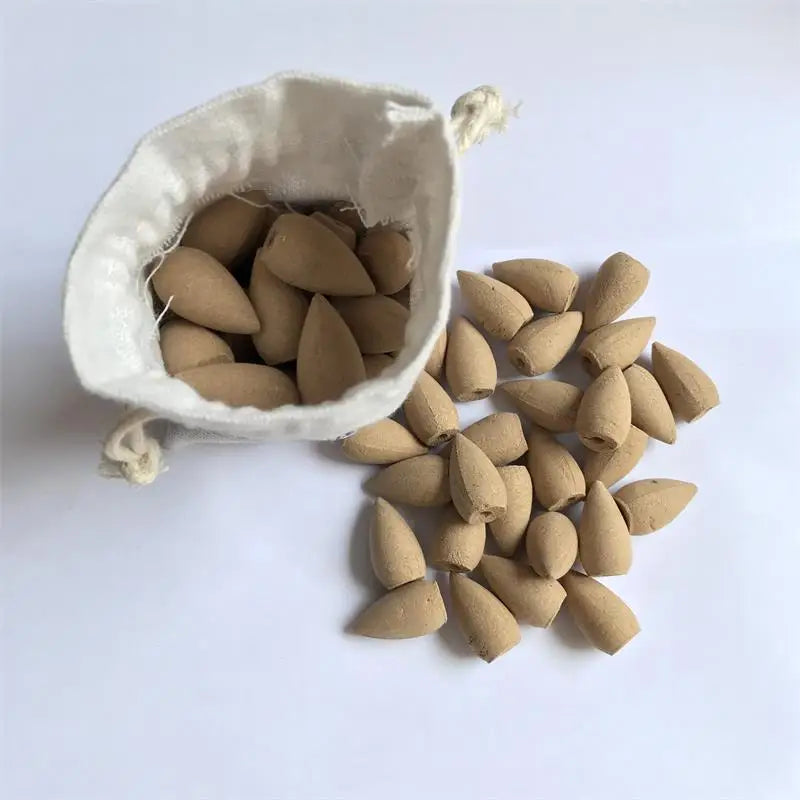 Spiritual Abacus Backflow Incense Cones – 45pcs Natural Aromatherapy Set with Cloth Bag (Sandalwood, Tibetan Wormwood & More)