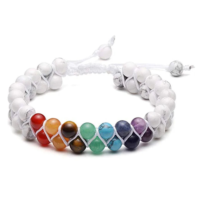 Spiritual Abacus 🌈 Double Layer 7 Chakra Healing Bracelet – Lava Stone & Gem Beads