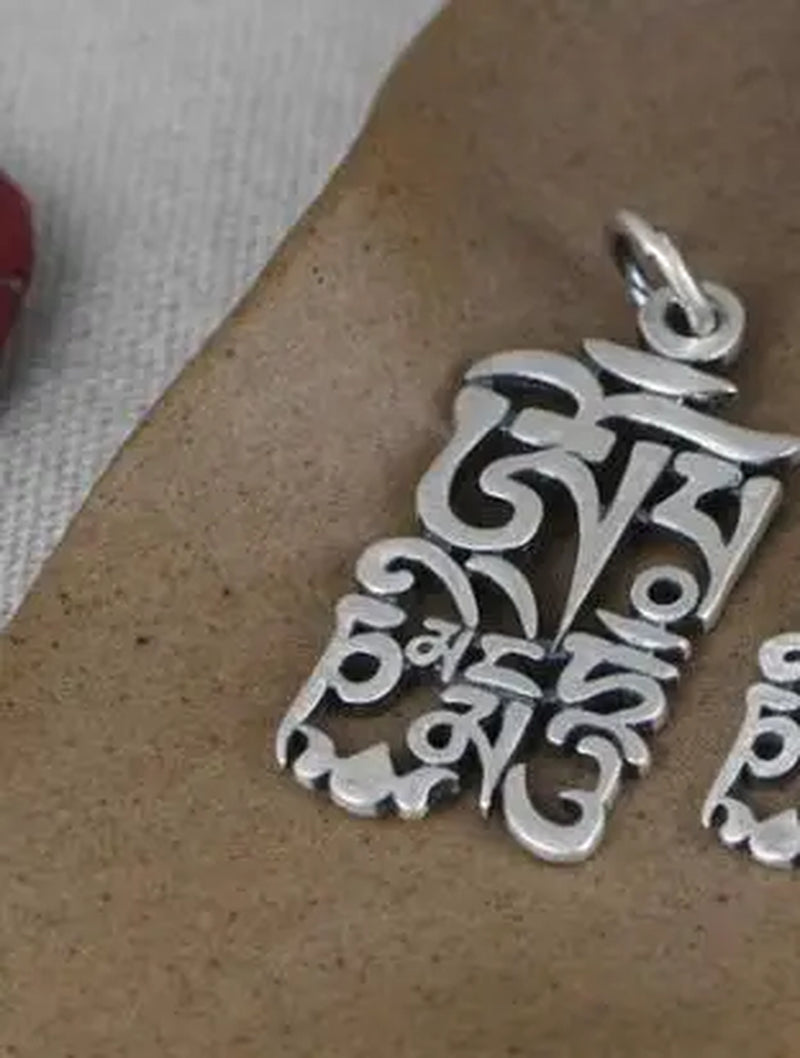 Spiritual Abacus 999 Pure Silver Tibetan Pendant – OM Mani Padme Hum Mantra Amulet for Protection & Good Luck