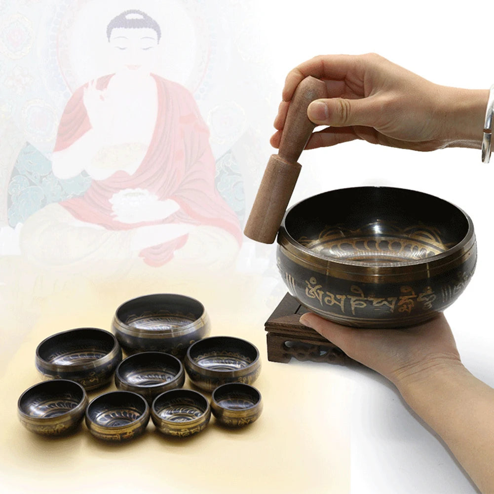 Spiritual Abacus 🥣 Tibetan Singing Bowl Set – Lotus Design for Meditation & Chakra Healing