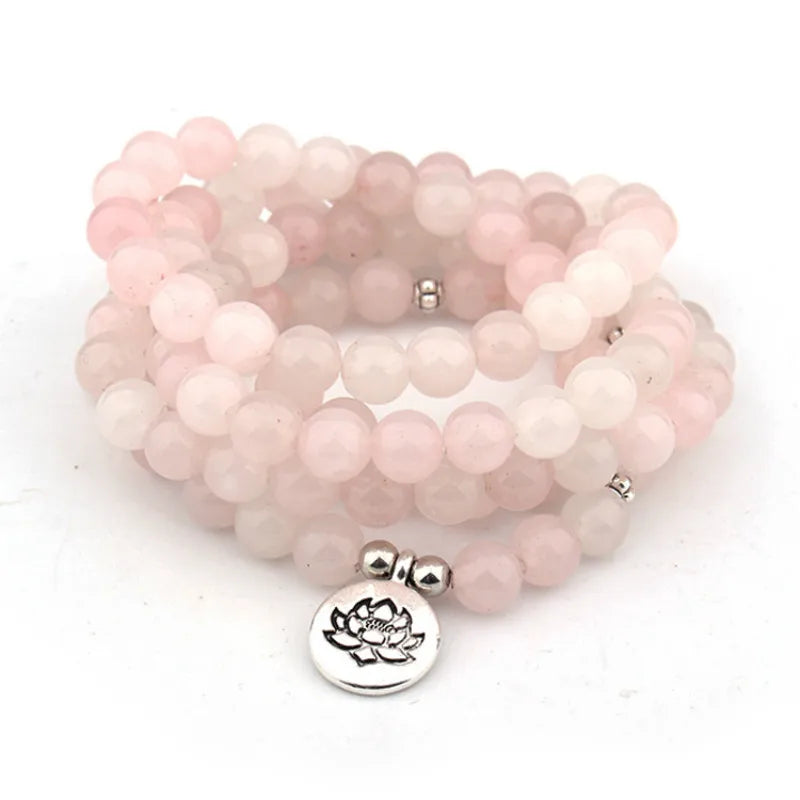 Spiritual Abacus 108 Crystal Mala Bracelet – Buddha, Lotus, or OM Pendant Necklace for Men & Women