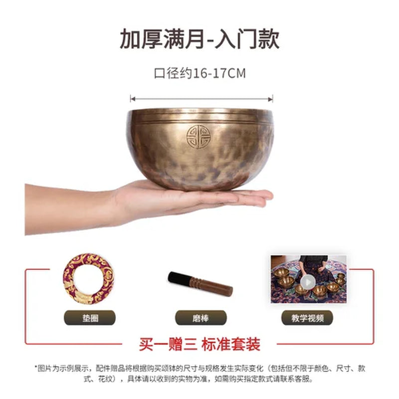 🌕 Full Moon Himalayan Singing Bowl Handmade in Nepal – For Meditation, Sound Healing, and Mindfulness