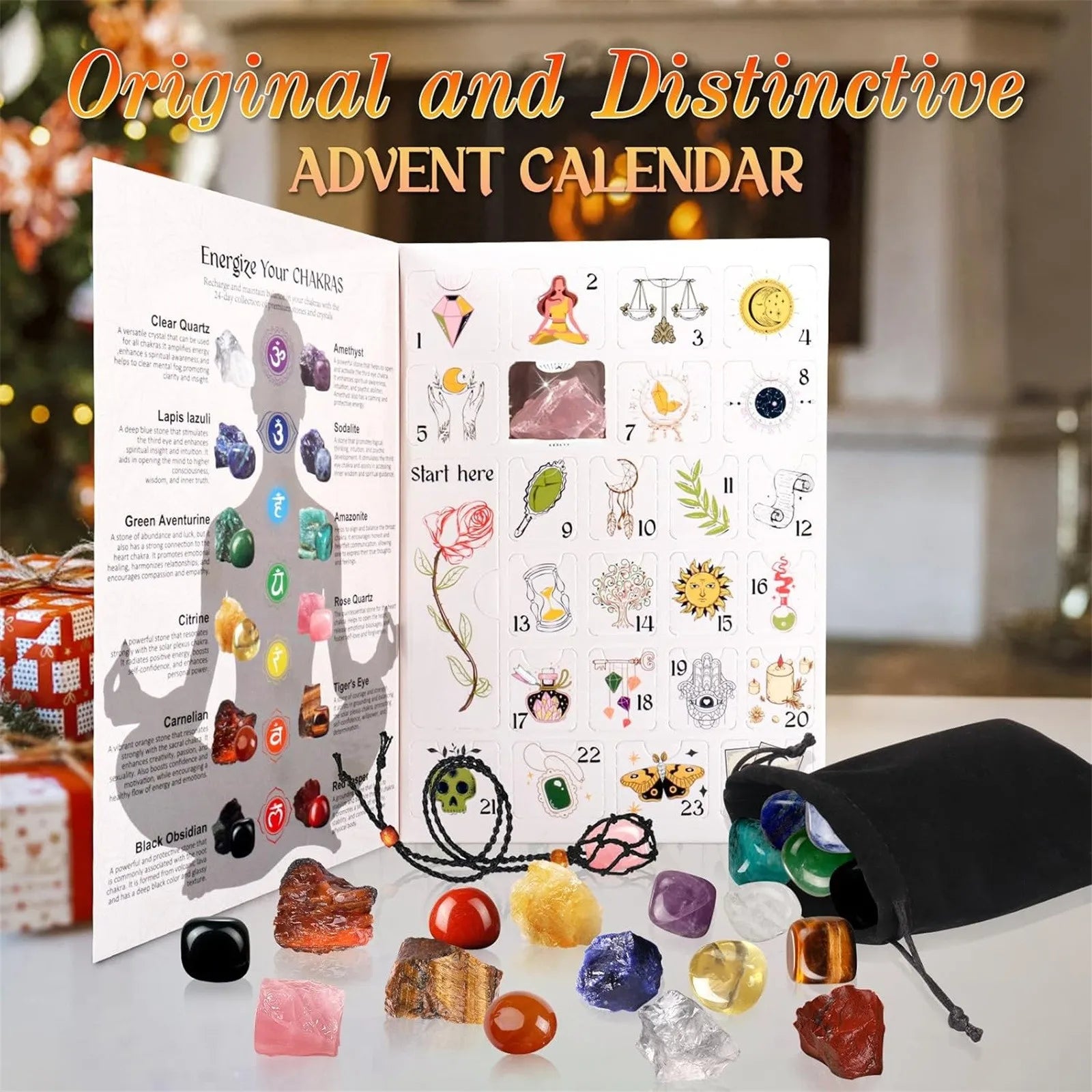 24Pc Advent Calendar Crystals 24 Days Crystals Healing Stones Christmas Countdown Calendar Natural Stones Crystals Journey