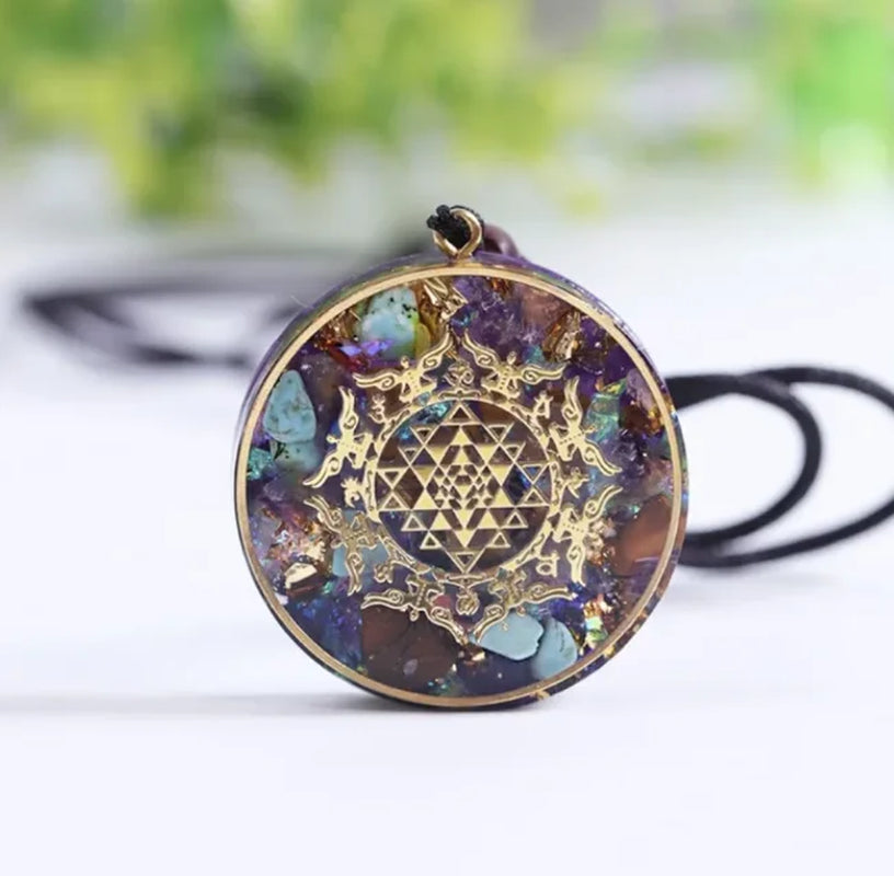 🔺 Spiritual Abacus Tree of Life Orgonite Pyramid – Amethyst & Obsidian Energy Generator