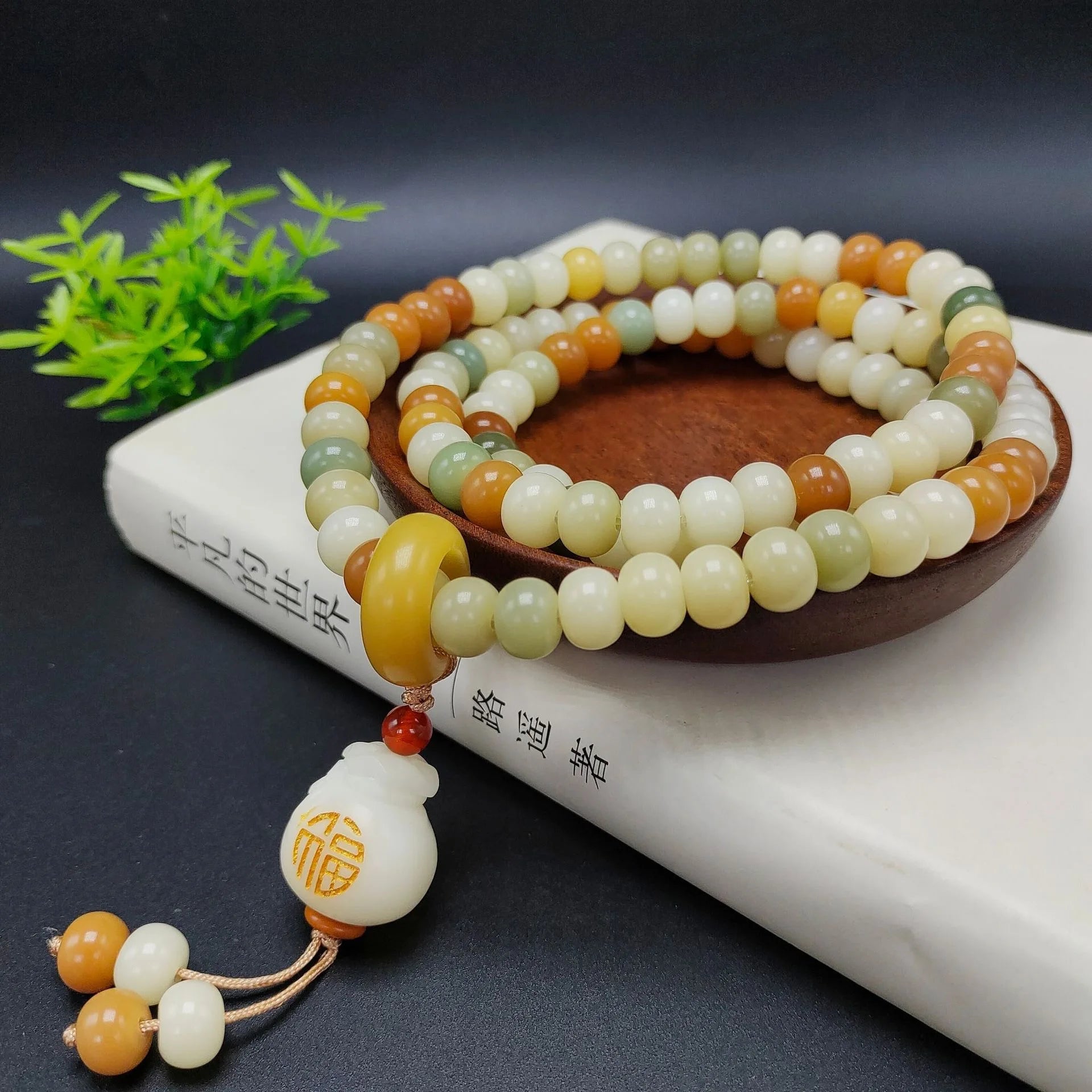 Spiritual Abacus 108 Bodhi Root Lotus Mala Bracelet