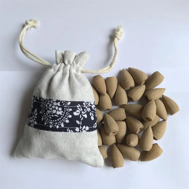 Spiritual Abacus Backflow Incense Cones – 45pcs Natural Aromatherapy Set with Cloth Bag (Sandalwood, Tibetan Wormwood & More)