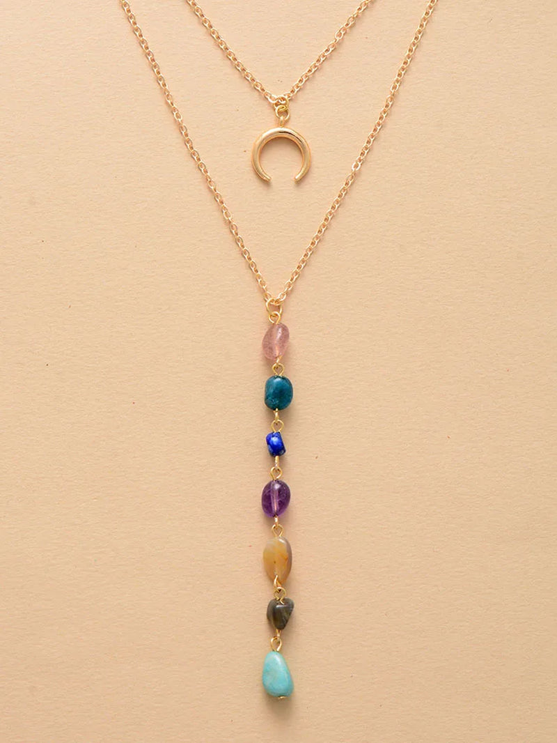 💖 Spiritual Abacus 7-Chakra Heart Pendant Necklace – Gold-Plated Minimalist Spiritual Jewelry
