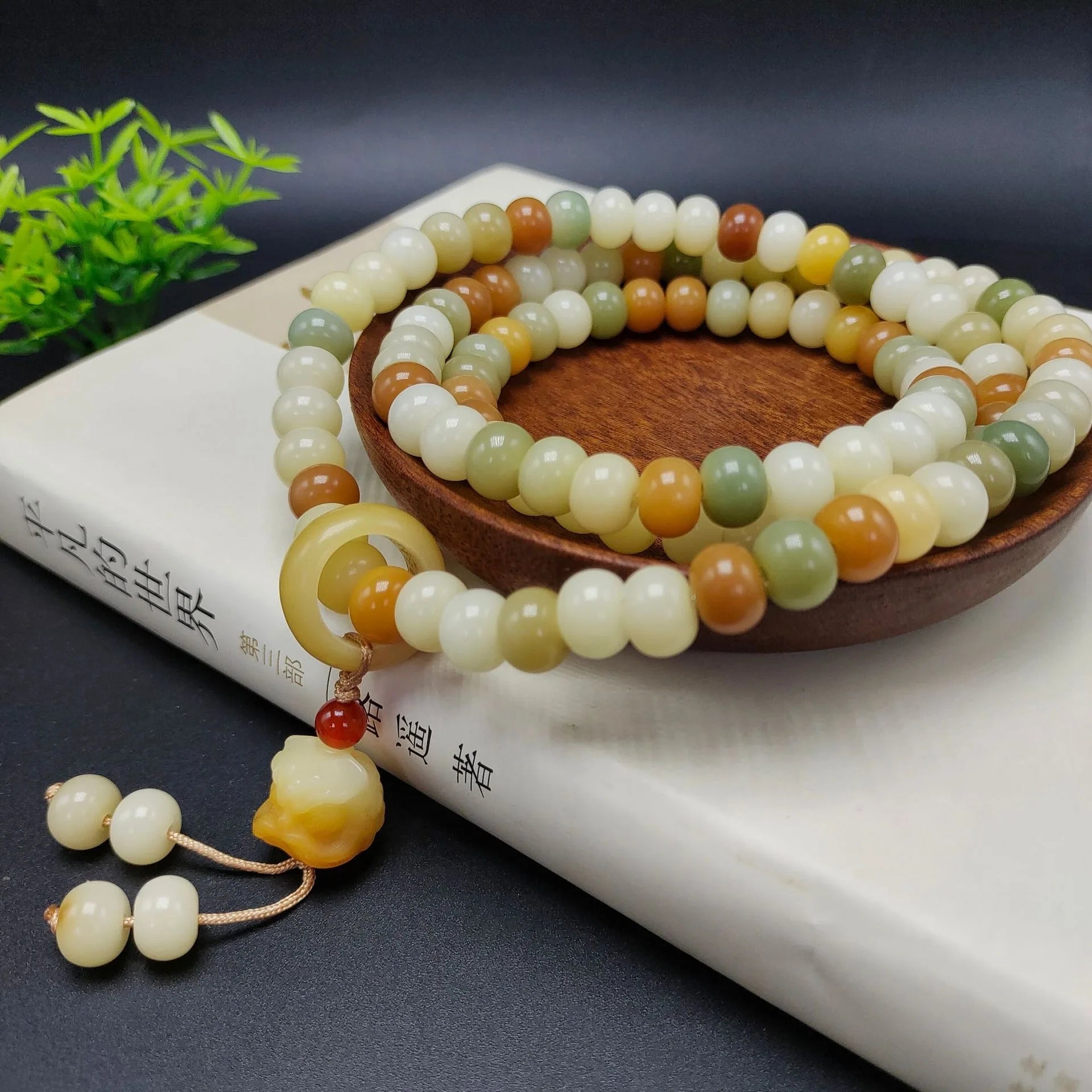 Spiritual Abacus 108 Bodhi Root Lotus Mala Bracelet
