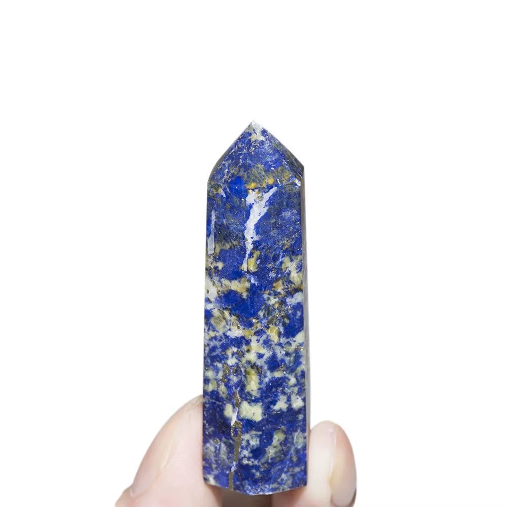 Spiritual Abacus 🔷 Natural Lapis Lazuli Crystal Wand (1.57"–3.14") Polished Hexagonal Point