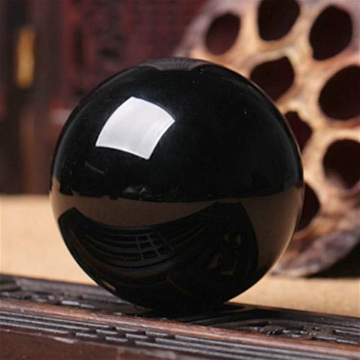 ⚫ Spiritual Abacus Black Obsidian Sphere – Protection & Divination Crystal Ball