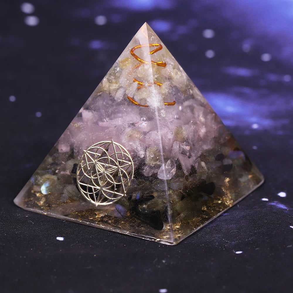 Spiritual Abacus Pink Crystal Orgone Pyramid