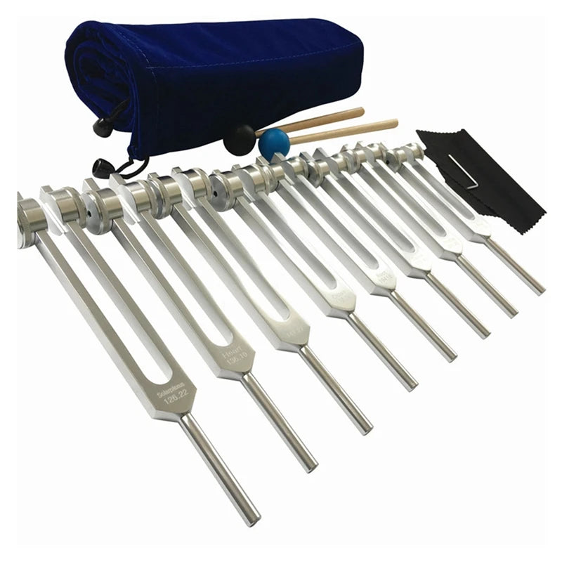 Spiritual Abacus 8-Piece Chakra Tuning Fork Set – Silver Healing Forks for Meditation, Energy Alignment & Sound Therapy