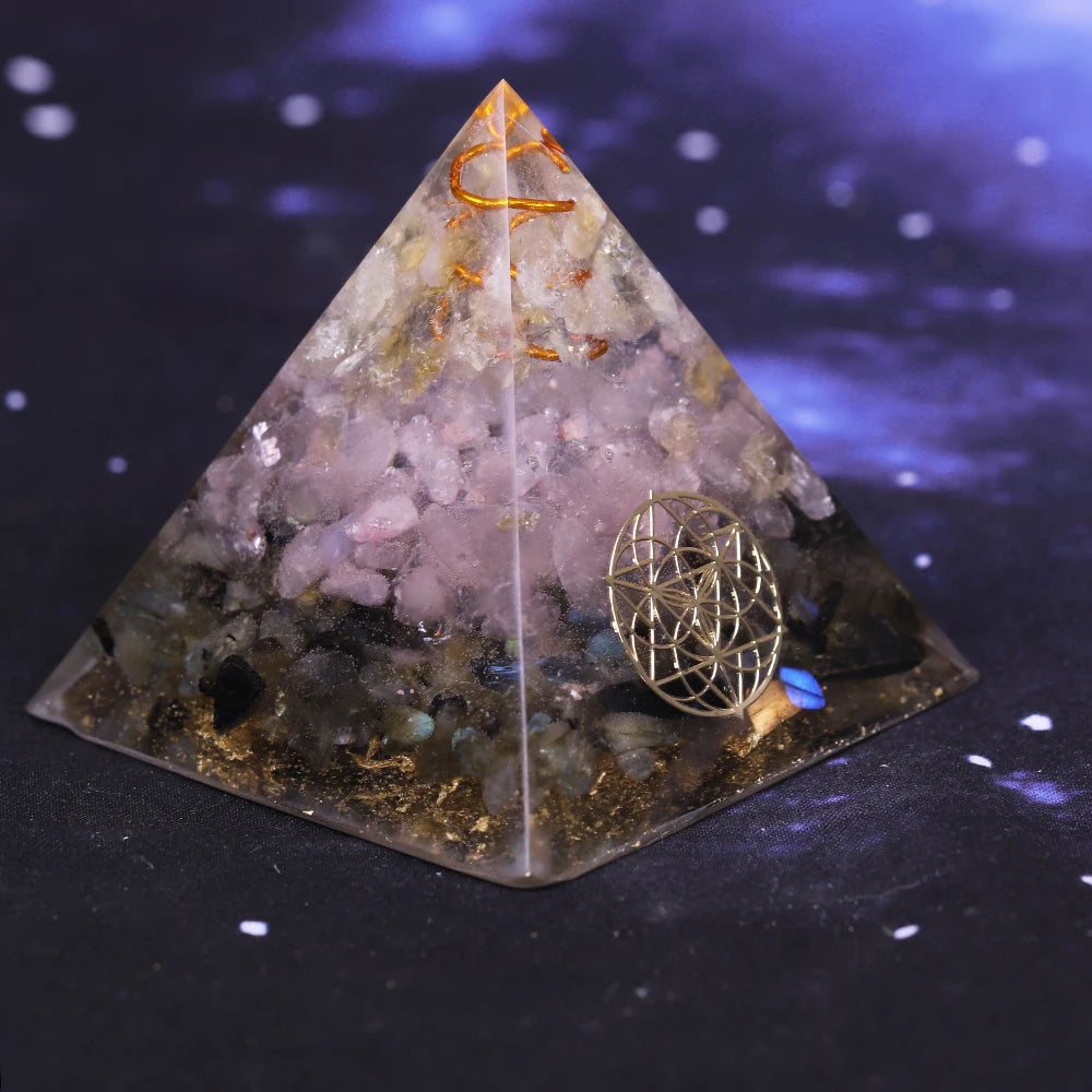 Spiritual Abacus Pink Crystal Orgone Pyramid