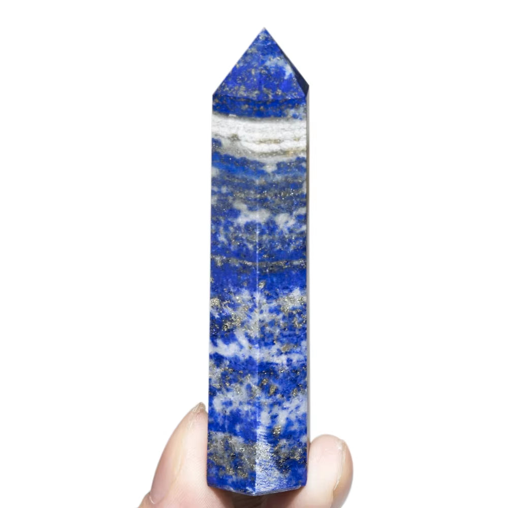 Spiritual Abacus 🔷 Natural Lapis Lazuli Crystal Wand (1.57"–3.14") Polished Hexagonal Point