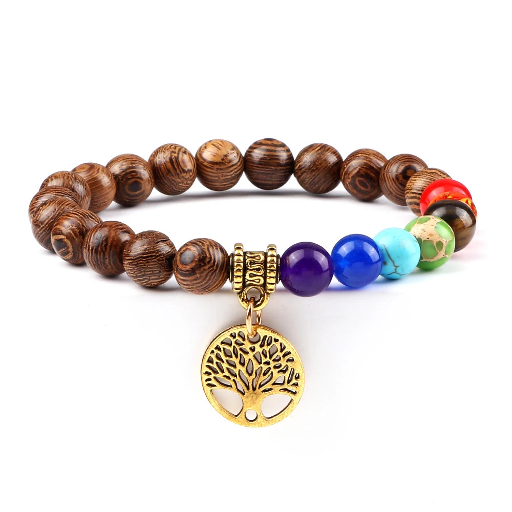🌈 Spiritual Abacus 7 Chakra Tree of Life Bracelet Natural Stone Reiki Energy Beads