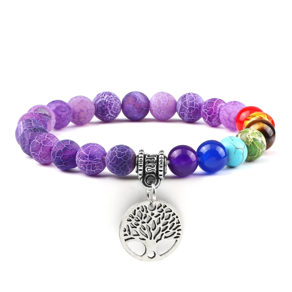 🌈 Spiritual Abacus 7 Chakra Tree of Life Bracelet Natural Stone Reiki Energy Beads