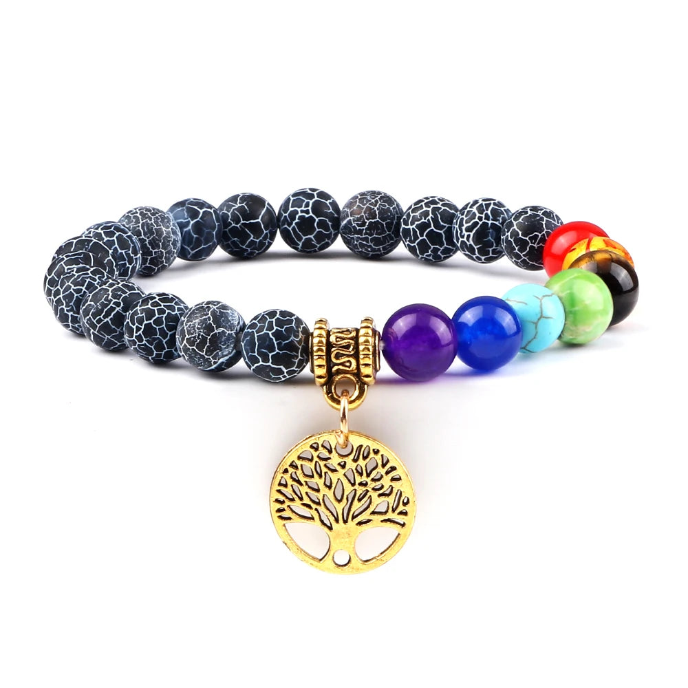 🌈 Spiritual Abacus 7 Chakra Tree of Life Bracelet Natural Stone Reiki Energy Beads