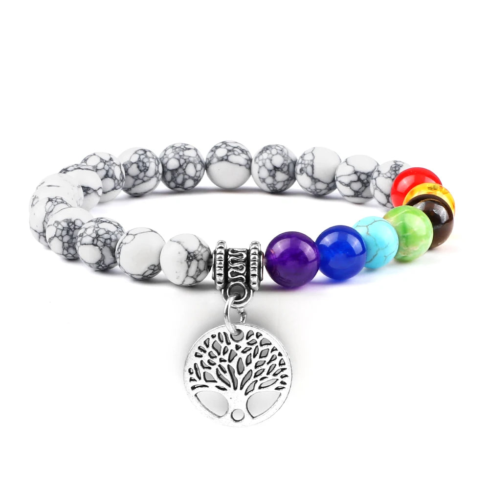 🌈 Spiritual Abacus 7 Chakra Tree of Life Bracelet Natural Stone Reiki Energy Beads