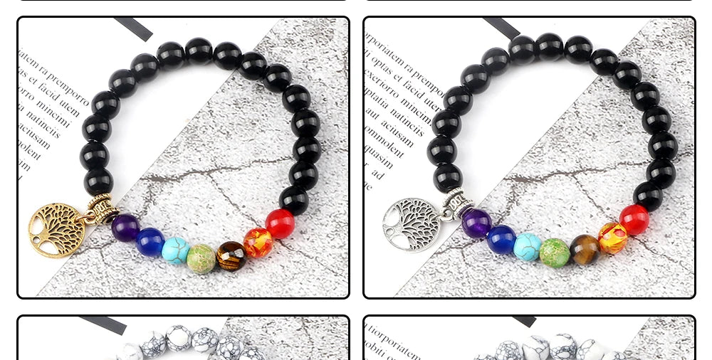 🌈 Spiritual Abacus 7 Chakra Tree of Life Bracelet Natural Stone Reiki Energy Beads