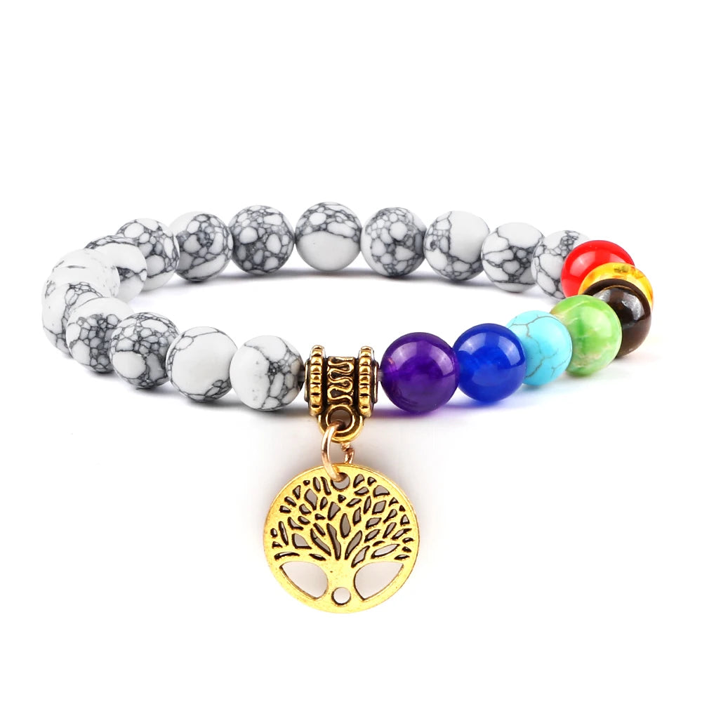 🌈 Spiritual Abacus 7 Chakra Tree of Life Bracelet Natural Stone Reiki Energy Beads