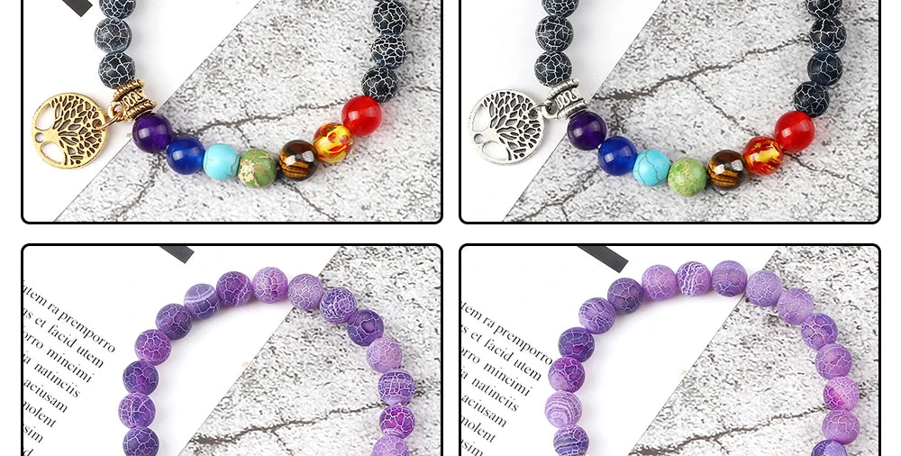 🌈 Spiritual Abacus 7 Chakra Tree of Life Bracelet Natural Stone Reiki Energy Beads