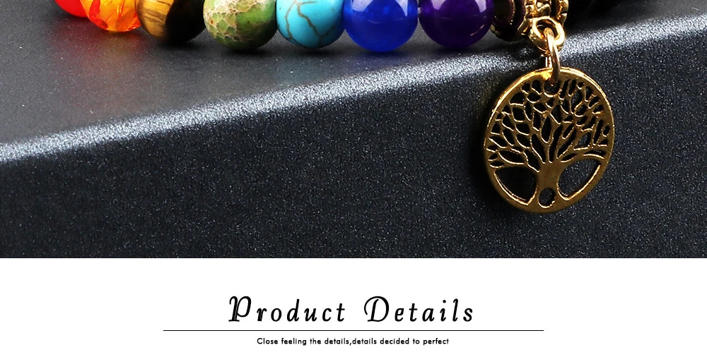 🌈 Spiritual Abacus 7 Chakra Tree of Life Bracelet Natural Stone Reiki Energy Beads