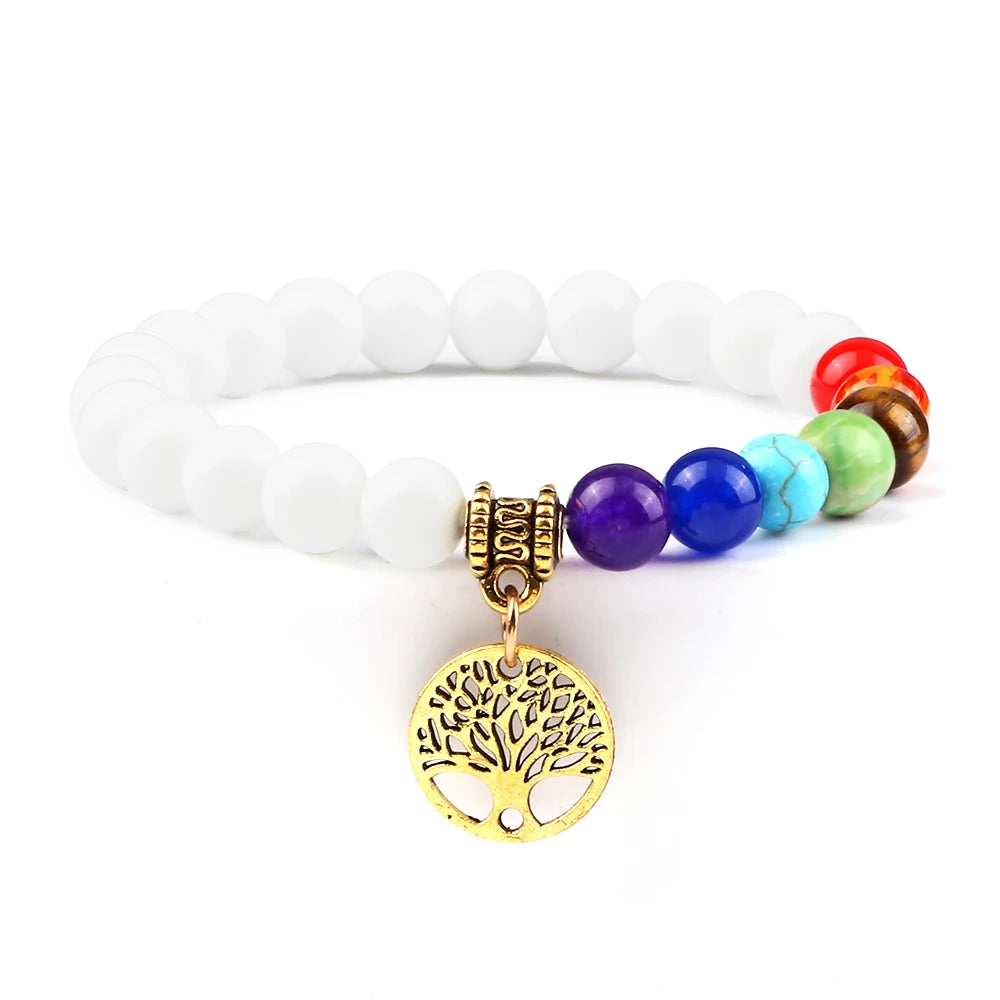 🌈 Spiritual Abacus 7 Chakra Tree of Life Bracelet Natural Stone Reiki Energy Beads