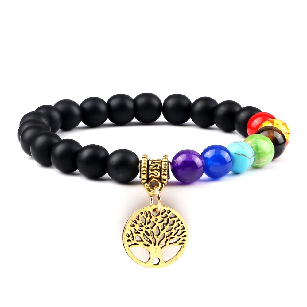 🌈 Spiritual Abacus 7 Chakra Tree of Life Bracelet Natural Stone Reiki Energy Beads