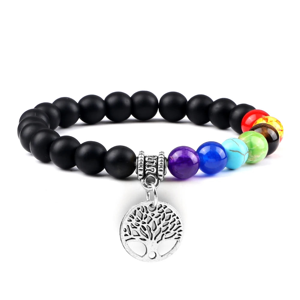 🌈 Spiritual Abacus 7 Chakra Tree of Life Bracelet Natural Stone Reiki Energy Beads